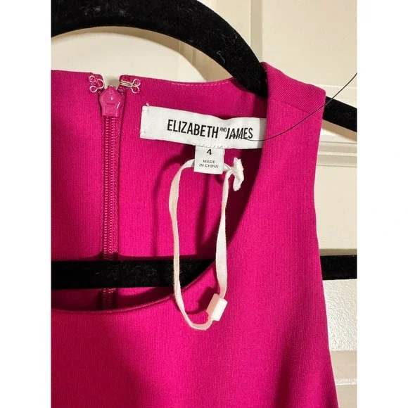 Elizabeth and James Magenta Pink Halter Neck Sheath NWT Size 4 Cocktail Mini - Picture 7 of 12